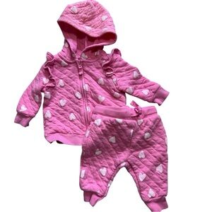 3m Carter's Pink Baby Outfit with White Hearts